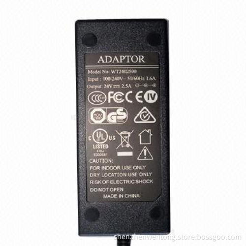 AC/DC Adapter with 60W Output Power, Suitable for Scanners, Measures 120 x 53 x 32mm